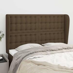 Čelo postele typu ušák tmavě hnědé 147x23x118/128 cm textil 3118391