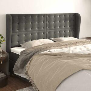 Čelo postele typu ušák tmavě šedé 183x23x118/128 cm samet 3118451
