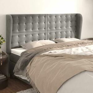 Čelo postele typu ušák světle šedé 183x23x118/128 cm samet 3118450