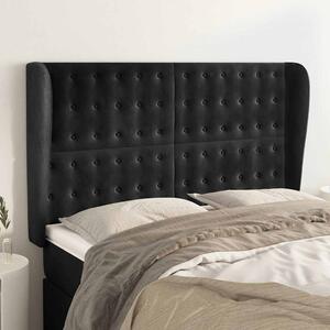 Čelo postele typu ušák černé 147x23x118/128 cm samet 3118440