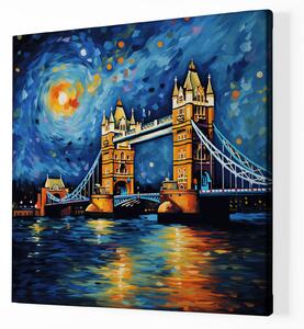 Obraz na plátně - Tower Bridge v Londýně v noci FeelHappy.cz Velikost obrazu: 60 x 60 cm