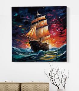 Obraz na plátně - Plachetnice Sirene na nočním rozbouřeném moři FeelHappy.cz Velikost obrazu: 40 x 40 cm