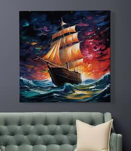 Obraz na plátně - Plachetnice Sirene na nočním rozbouřeném moři FeelHappy.cz Velikost obrazu: 40 x 40 cm