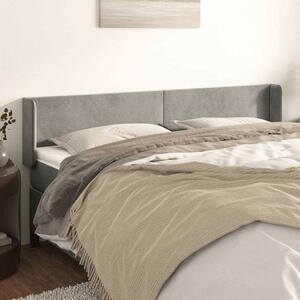Čelo postele typu ušák světle šedé 183x16x78/88 cm samet 3118548
