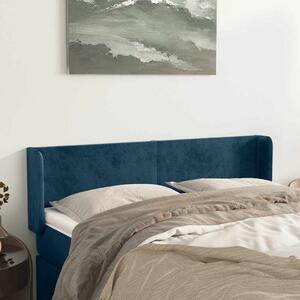 Čelo postele typu ušák tmavě modrá 147x16x78/88 cm samet 3118540