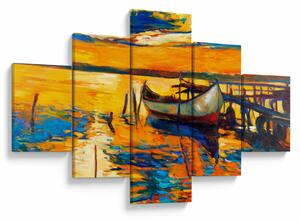 Obraz - Loďka při západu slunce (125x70 cm)