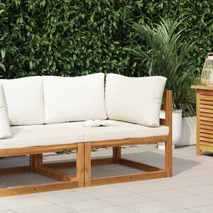 Dílčí rohová pohovka s krémově bílými poduškami masivní akácie 311861