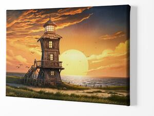 Obraz na plátně - Dřevěný maják Windy se chystá na poslední šichtu FeelHappy.cz Velikost obrazu: 150 x 100 cm