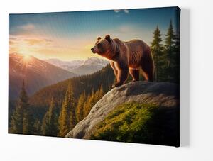 FeelHappy Obraz na plátně - Medvěd Grizzly se rozhlíží po krajině Velikost obrazu: 210 x 140 cm