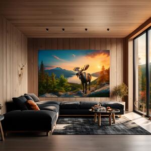 Obraz na plátně - Los stojící nad norským fjordem FeelHappy.cz Velikost obrazu: 210 x 140 cm