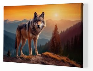FeelHappy Obraz na plátně - Vlk chytá poslední paprsky slunce Velikost obrazu: 210 x 140 cm