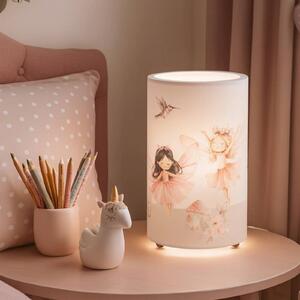 Elobra LED stolní lampa Feenwelt, bílá/růžová, výška 25 cm, stmívatelný, Dětský pokoj, Plast