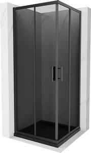 Mexen Rio, čtvercový sprchový kout 80(dveře)x80(dveře)x190 cm, 5mm šedé sklo, černý profil + černá sprchová vanička SLIM, 860-080-080-70-40-4070B