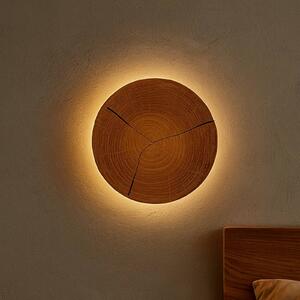 Elobra LED nástěnné světlo Havana S, masivní dřevo/kov, Ø 19 cm, Tmavé dřevo, Koupelna, Dřevo
