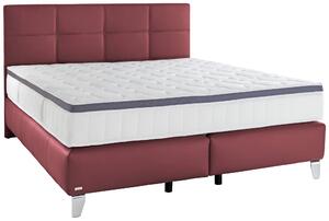 POSTEL BOXSPRING, 180/200 cm, kůže, bordeaux Novel - Postele boxspring