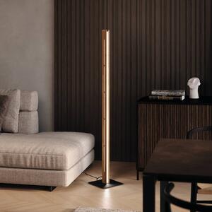 Elobra LED stojací lampa Mexico, dub/černá, výška 150 cm, dřevo/kov, stmívatelný, Světlé dřevo, Obývací pokoj / jídelna, Dřevo