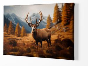 FeelHappy Obraz na plátně - Jelen, král podzimního lesa Velikost obrazu: 210 x 140 cm