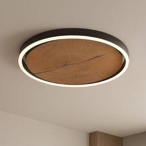 Elobra LED stropní svítidlo Havana M, masivní dřevo/kov, Ø 57 cm, stmívatelný, Tmavé dřevo, Obývací pokoj / jídelna, Dřevo