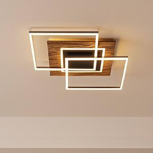 Elobra LED stropní svítidlo Atacama M Plus, dub/černá, dřevo, RGBW, stmívatelný, Světlé dřevo, Obývací pokoj / jídelna, Dřevo