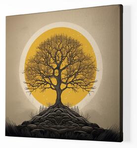 Obraz na plátně - Strom života vycházející slunce FeelHappy.cz Velikost obrazu: 140 x 140 cm