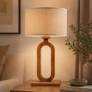 Elobra Stolní lampa Patagonia, světlý dub/přírodní, výška 50 cm, dřevo/látka, Světlé dřevo, Obývací pokoj / jídelna, Dřevo