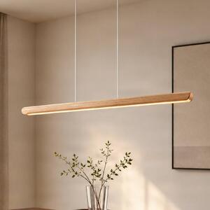 Lucande LED závěsné světlo Callahan, světlé dřevo, délka 115 cm, Světlé dřevo, Obývací pokoj / jídelna, Dřevo, Moderní