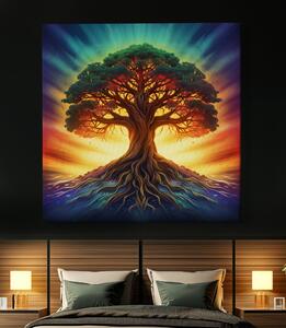 Obraz na plátně - Strom života Duhová záře FeelHappy.cz Velikost obrazu: 40 x 40 cm