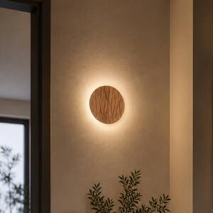 Elobra LED nástěnné světlo Atacama, v barvě dubu, Ø 19 cm, dřevo, Světlé dřevo, Obývací pokoj / jídelna, Dřevo