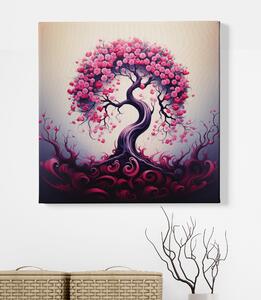 Obraz na plátně - Strom života s růžovými kvítky FeelHappy.cz Velikost obrazu: 60 x 60 cm