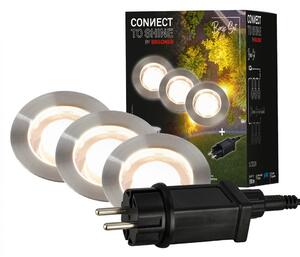 BRILONER CONNECT TO SHINE startovací sada Padouk 3ks LED zapuštěných svítidel do země, IP67 3914032