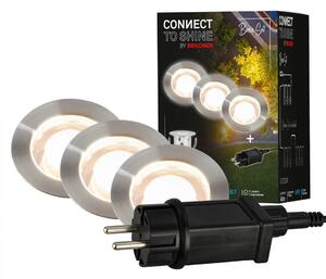 BRILONER CONNECT TO SHINE startovací sada Kebony 3ks LED zapuštěných svítidel do země pr.30mm, IP67 3912032