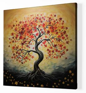 Obraz na plátně - Strom života s červenými kvítky FeelHappy.cz Velikost obrazu: 60 x 60 cm