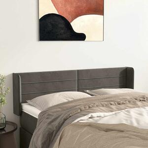 Čelo postele typu ušák tmavě šedé 147x16x78/88 cm samet 3118957