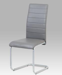 Jídelní židle DCL-102 BK - koženka černá / šedý lak