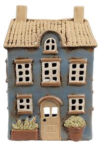 Modrý keramický domeček na čajovou svíčku Houthem XXI – 16x10x23 cm
