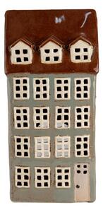 Šedý keramický domeček na čajovou svíčku Houthem XIV – 15x11x30 cm