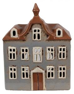 Modrý keramický domeček na čajovou svíčku Houthem XI – 16x9x20 cm