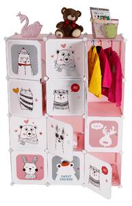Dětská modulární skříň Fresh Pink (růžová + dětský vzor). 1028922