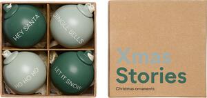 Vánoční ozdoby Xmas Stories 6 cm tmavě zelené a šedozelené 4 ks