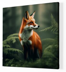 Obraz na plátně - Liška na hlídce v stínu kapradiny FeelHappy.cz Velikost obrazu: 60 x 60 cm