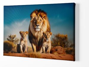 FeelHappy Obraz na plátně - Lví rodina se vyhřívá na slunci Velikost obrazu: 210 x 140 cm