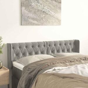 Čelo postele typu ušák světle šedé 163x16x78/88 cm samet 3119158