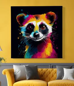 Obraz na plátně - Barevná surikata na černém pozadí FeelHappy.cz Velikost obrazu: 40 x 40 cm