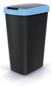 Prosperplast Odpadkový koš COMPACTA Q FLAP černý se světle modrým víkem, objem 45l