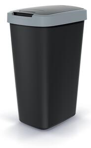 Prosperplast Odpadkový koš COMPACTA Q FLAP černý se světle šedým víkem, objem 45l