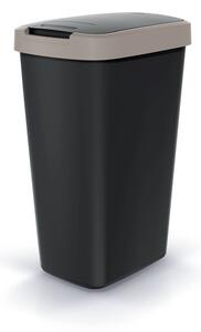 Odpadkový koš COMPACTA Q FLAP černý se světle hnědým víkem, objem 45l