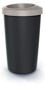 Prosperplast Odpadkový koš COMPACTA R DROP recyklovaný černý s světle hnědým víkem, objem 35l