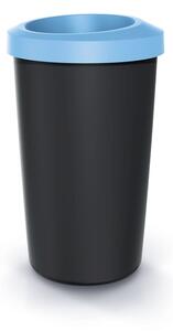 Prosperplast Odpadkový koš COMPACTA R DROP recyklovaný černý s světle modrým víkem, objem 35l