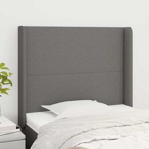 Čelo postele typu ušák tmavě šedé 103x16x118/128 cm textil 3119291