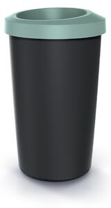 Prosperplast Odpadkový koš COMPACTA R DROP recyklovaný černý s světle zeleným víkem, objem 35l